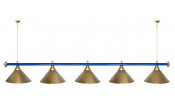 Лампа STARTBILLIARDS 5 пл. (плафоны синие,штанга хром,фурнитура хром)